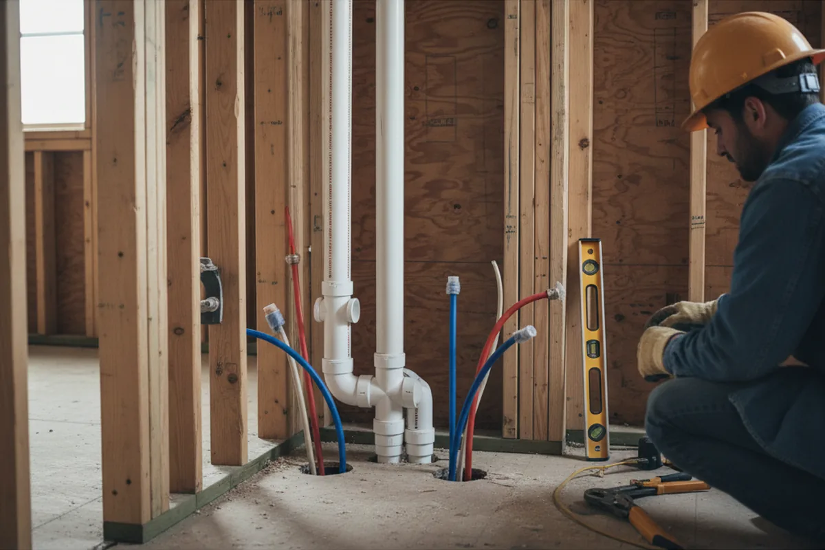 Drain and supply rough-in during Leak Detection in Tuscarora